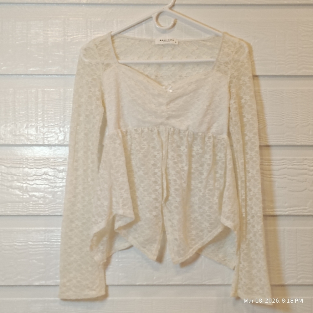 Romantic Lace Top Women S‎ Ivory Sweetheart Babydoll Coquette Angel Ethereal